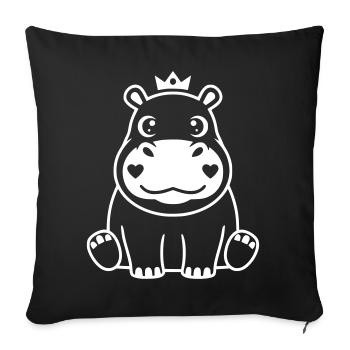 Roi Hippopotame Prince Héritier Vector - Housse de coussin décorative 45 x 45 cm - noir - Devant