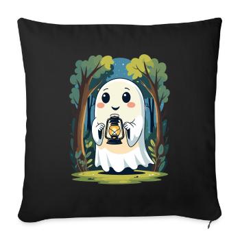 Lantern spirit in the forest at night - Sofa pillowcase 17,3'' x 17,3'' (45 x 45 cm) - black - Front