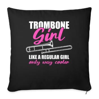 Fille tromboniste Tromboniste - Housse de coussin décorative 45 x 45 cm - noir - Devant