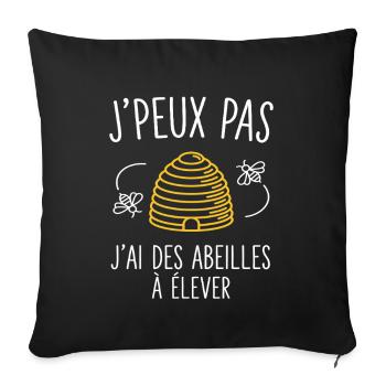 Je Peux Pas J'Ai Abeilles Apiculture Cadeau - Housse de coussin décorative 45 x 45 cm - noir - Devant