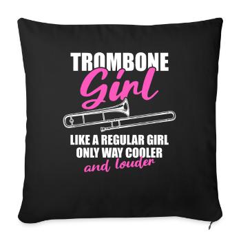 Fille tromboniste Tromboniste - Housse de coussin décorative 45 x 45 cm - noir - Devant