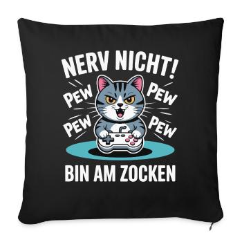 Nerve Not I'm Gambling Gamer Cat Design - Sofa pillowcase 17,3'' x 17,3'' (45 x 45 cm) - black - Front