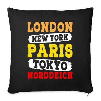 Vacances à la mer du Nord LONDRES NEW YORK PARIS TOKYO - Housse de coussin décorative 45 x 45 cm - noir - Devant