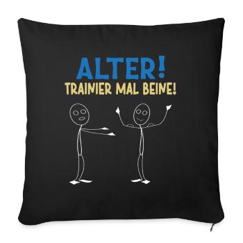 Stick Figure OLD TRAINER TIMES LEGS Drôle - Housse de coussin décorative 45 x 45 cm - noir - Devant