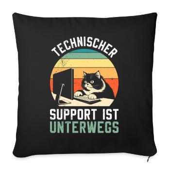 Computer TECHNISCHER SUPPORT IST UNTERWEGS LUSTIG - Sofakissenbezug 45 x 45 cm - Schwarz - Vorne