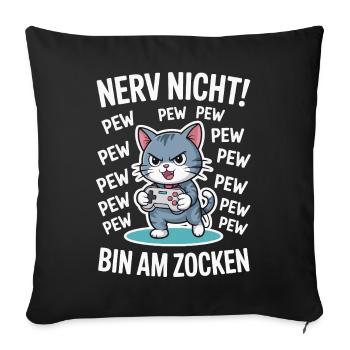 Nerve Not I'm Gambling Gamer Cat Design - Sofa pillowcase 17,3'' x 17,3'' (45 x 45 cm) - black - Front