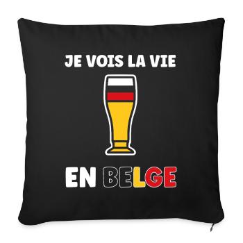 La Vie Belge Verre Bière Stylisé - Housse de coussin décorative 45 x 45 cm - noir - Devant