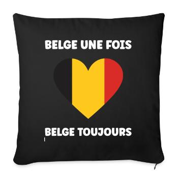 Cœur Belge Tricolore - Housse de coussin décorative 45 x 45 cm - noir - Devant
