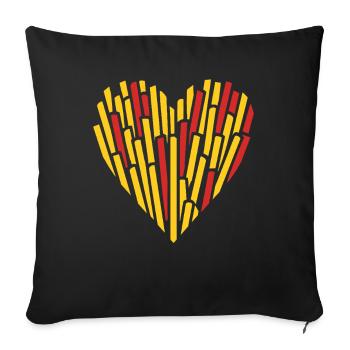 Belgian fries heart - Sofa pillowcase 17,3'' x 17,3'' (45 x 45 cm) - black - Front