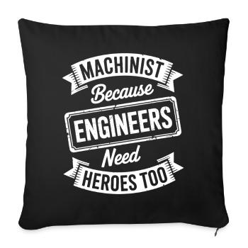 Machinist Sayings Profession Funny Machinist Gift - Sofa pillowcase 17,3'' x 17,3'' (45 x 45 cm) - black - Front