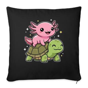 Axolotl and turtle - Sofa pillowcase 17,3'' x 17,3'' (45 x 45 cm) - black - Front