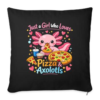 Motif d’amour de l’axolotl pizza - Housse de coussin décorative 45 x 45 cm - noir - Devant