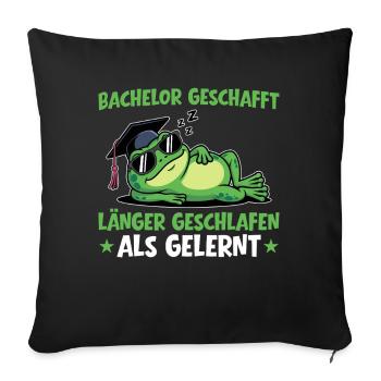 Licence terminée - A dormi plus longtemps qu’appris - Housse de coussin décorative 45 x 45 cm - noir - Devant