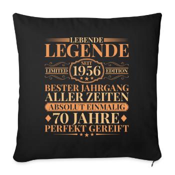 Année de construction Né en 1956 70e anniversaire unique - Housse de coussin décorative 45 x 45 cm - noir - Devant