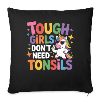 Les filles dures n’ont pas besoin d’amygdales - Housse de coussin décorative 45 x 45 cm - noir - Devant