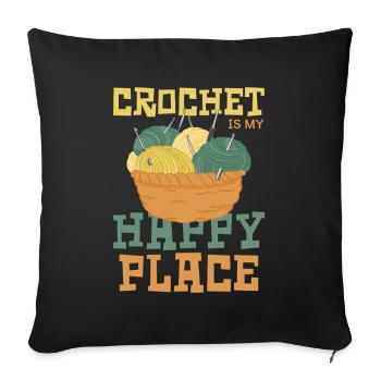Crochet is my happy place - Sofa pillowcase 17,3'' x 17,3'' (45 x 45 cm) - black - Front