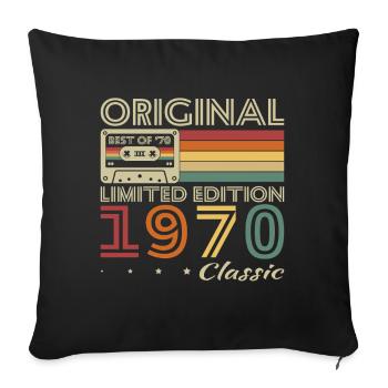 1970 Vintage Rétro Cadeau D’anniversaire - Housse de coussin décorative 45 x 45 cm - noir - Devant
