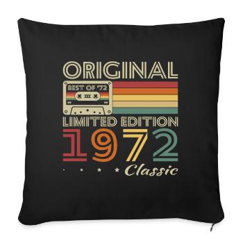 1972 Vintage Rétro Cadeau D’anniversaire - Housse de coussin décorative 45 x 45 cm - noir - Devant