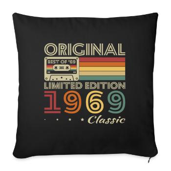 1969 Vintage Rétro Cadeau D'anniversaire - Housse de coussin décorative 45 x 45 cm - noir - Devant