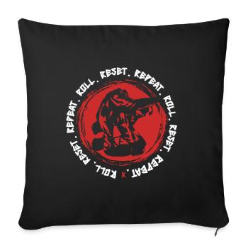 Réinitialisation du jet de judo arts martiaux - Housse de coussin décorative 45 x 45 cm - noir - Devant