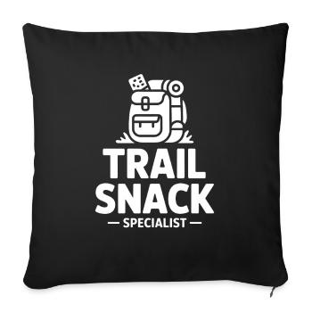 Spécialiste des snacks sur le sentier : humour de randonnée - Housse de coussin décorative 45 x 45 cm - noir - Devant