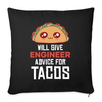 Taco Pun : Conseil en ingénierie - Housse de coussin décorative 45 x 45 cm - noir - Devant