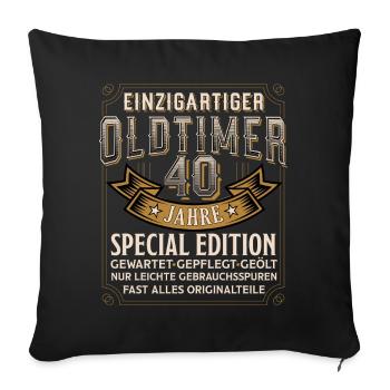 Einzigartiger Oldtimer 40 Jahre - Sofakissenbezug 45 x 45 cm - Schwarz - Vorne
