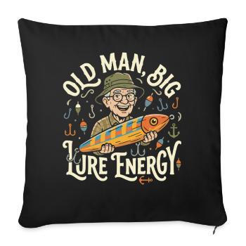 Old Man Big Lure Energy Funny Angler Grandpa - Sofa pillowcase 17,3'' x 17,3'' (45 x 45 cm) - black - Front