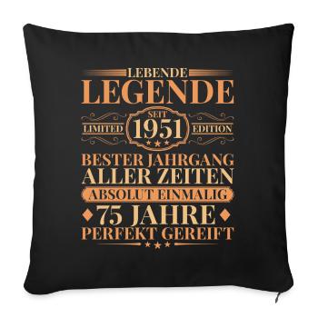 Year of manufacture Born in 1951 Unique 75th birthday - Sofa pillowcase 17,3'' x 17,3'' (45 x 45 cm) - black - Front
