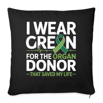 Green organ donation lifesaver - Sofa pillowcase 17,3'' x 17,3'' (45 x 45 cm) - black - Front
