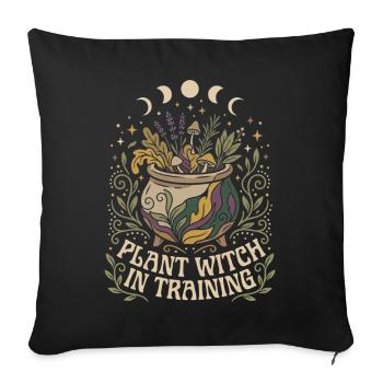Plant Witch In Training Witch Herbal Moon - Sofa pillowcase 17,3'' x 17,3'' (45 x 45 cm) - black - Front