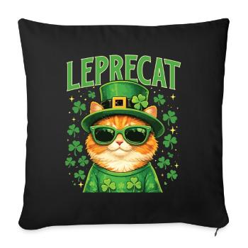 Leprecat St Patrick’s Irish Lucky Cat - Housse de coussin décorative 45 x 45 cm - noir - Devant