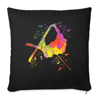 Alpine skiing Winter sports Nordic skiing - Sofa pillowcase 17,3'' x 17,3'' (45 x 45 cm) - black - Front