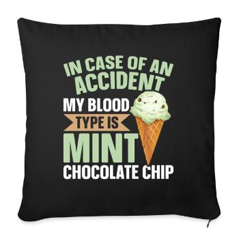 Mint Chocolate Chip Flavour Waffle Cone Mint - Sofa pillowcase 17,3'' x 17,3'' (45 x 45 cm) - black - Front