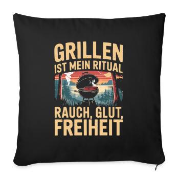 Le grill est mon barbecue rituel smoke embers freedom - Housse de coussin décorative 45 x 45 cm - noir - Devant