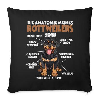 Cadeau de propriétaire de chien Rottweiler T - Housse de coussin décorative 45 x 45 cm - noir - Devant