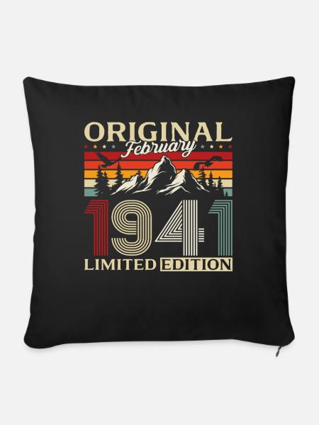 85. Geburtstag Februar 1941 Vintage Jahrgang - Sofakissenbezug 45 x 45 cm - Schwarz