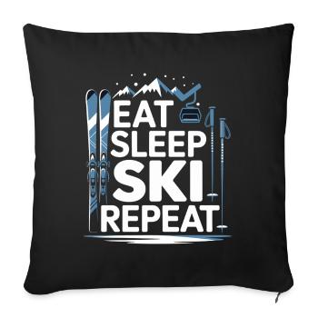 Manger, dormir, skier, répéter - Housse de coussin décorative 45 x 45 cm - noir - Devant