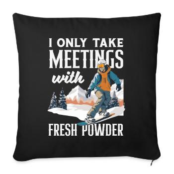 Snowboarding Snowboard Meeting Chairlift - Sofa pillowcase 17,3'' x 17,3'' (45 x 45 cm) - black - Front