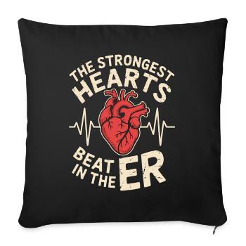 Infirmière aux urgences Le cœur le plus fort batt Travailleur médical - Housse de coussin décorative 45 x 45 cm - noir - Devant