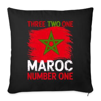 Marokkanische Flagge Marokkanischer Fußballanhänger für Männer - Sofakissenbezug 45 x 45 cm - Schwarz - Vorne