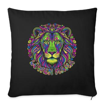 Lion Mom Psychédélique Coloré Lion Mandala - Housse de coussin décorative 45 x 45 cm - noir - Devant