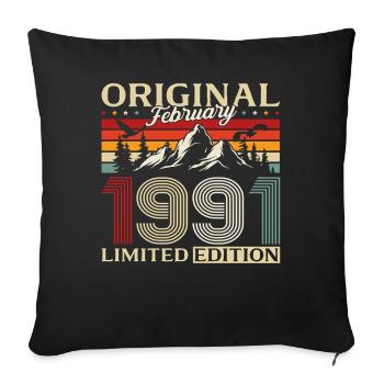 35e anniversaire février 1991 Millésime - Housse de coussin décorative 45 x 45 cm - noir - Devant