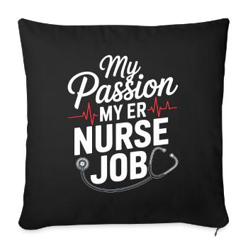Infirmière aux urgences Ma passion Ma Infirmière trauma Paramédic - Housse de coussin décorative 45 x 45 cm - noir - Devant