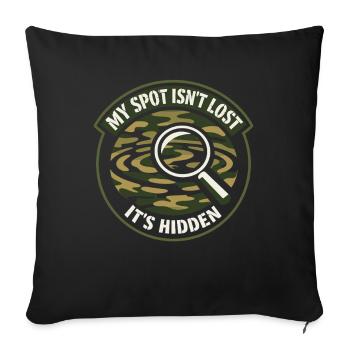 Secret fishing spot – don't ask - Sofa pillowcase 17,3'' x 17,3'' (45 x 45 cm) - black - Front