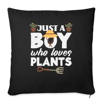 Juste un garçon qui aime les plantes amoureux des plantes - Housse de coussin décorative 45 x 45 cm - noir - Devant