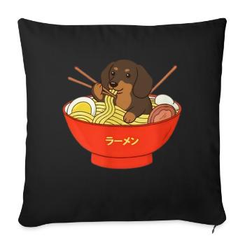 Japanese Ramen Dachshund Noodle Bowl Anime Otaku - Sofa pillowcase 17,3'' x 17,3'' (45 x 45 cm) - black - Front