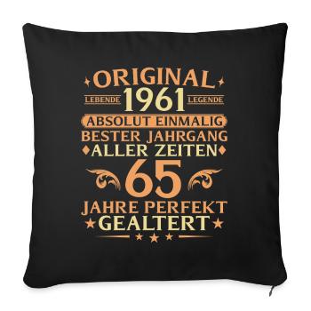 65 years perfectly aged vintage 1961 - Sofa pillowcase 17,3'' x 17,3'' (45 x 45 cm) - black - Front
