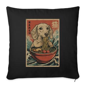 Japanese Ramen Dachshund Noodle Bowl Anime Otaku - Sofa pillowcase 17,3'' x 17,3'' (45 x 45 cm) - black - Front