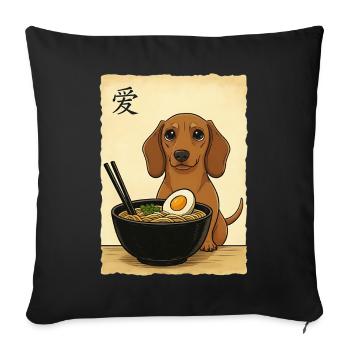 Japanese Ramen Dachshund Noodle Bowl Anime Otaku - Sofa pillowcase 17,3'' x 17,3'' (45 x 45 cm) - black - Front